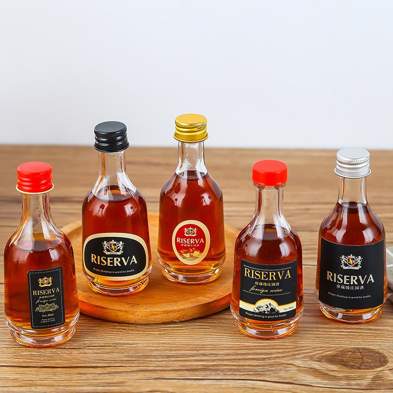50ml 100ml Alcoholic Beverage Juice Drinks Liquor Wine Whiskey Small Mini Sample Glass Bottle With Lid