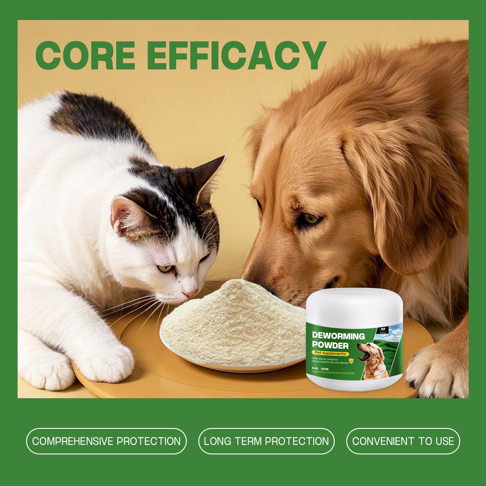 ODM/OEM Pet Nutrition Supplement Deworming Powder for Cats Dogs for Health Care Packed in Bottles Herbal Supplements - Image 2