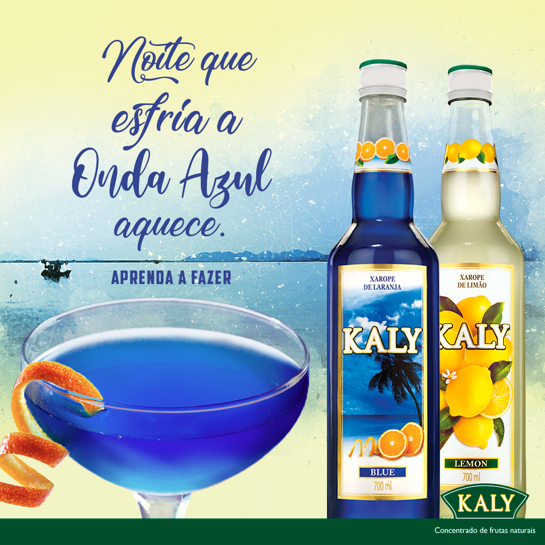 Kaly Blue Syrup Bitter Orange Juice Concentrate Glass Bottle for Non-Alcoholic or Alcoholic Beverages for Adults and Children